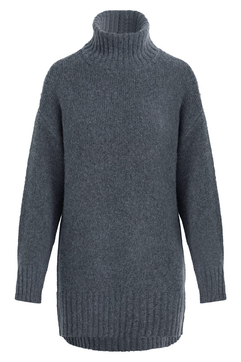 The St. James Long Sleeve Turtleneck Wool Blend Sweater Dress, Alternate, color, LONDON FOG