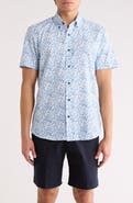 CONSTRUCT Slim Fit Fish Floral Print Short Sleeve Button-Down Shirt