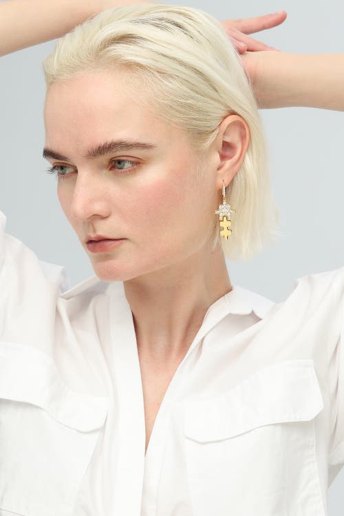 Classicharms Jigsaw Puzzle Drop Earrings In Gold