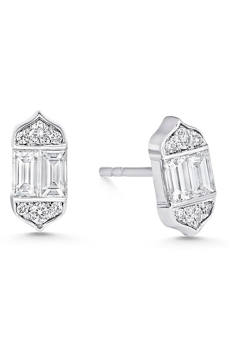 Sara Weinstock Taj Diamond Stud Earrings, Main, color, 18K Wg