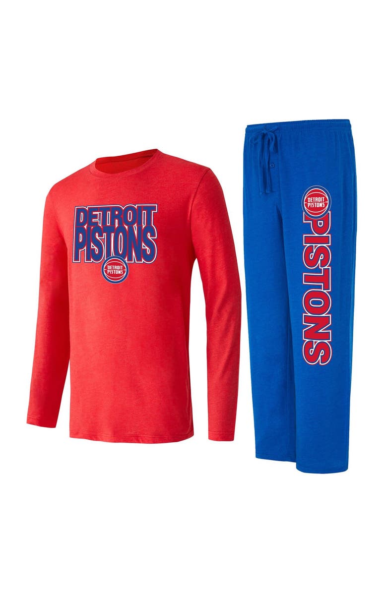CONCEPTS SPORT Men's Concepts Sport Blue/Red Detroit Pistons Meter Long Sleeve T-Shirt & Pants Sleep Set, Main, color,