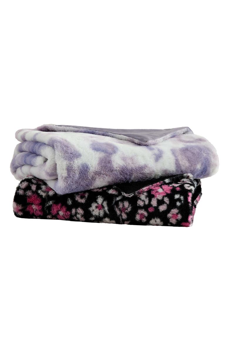 Betsey Johnson Leopard Rosettes Throw Blanket, Alternate, color, Black