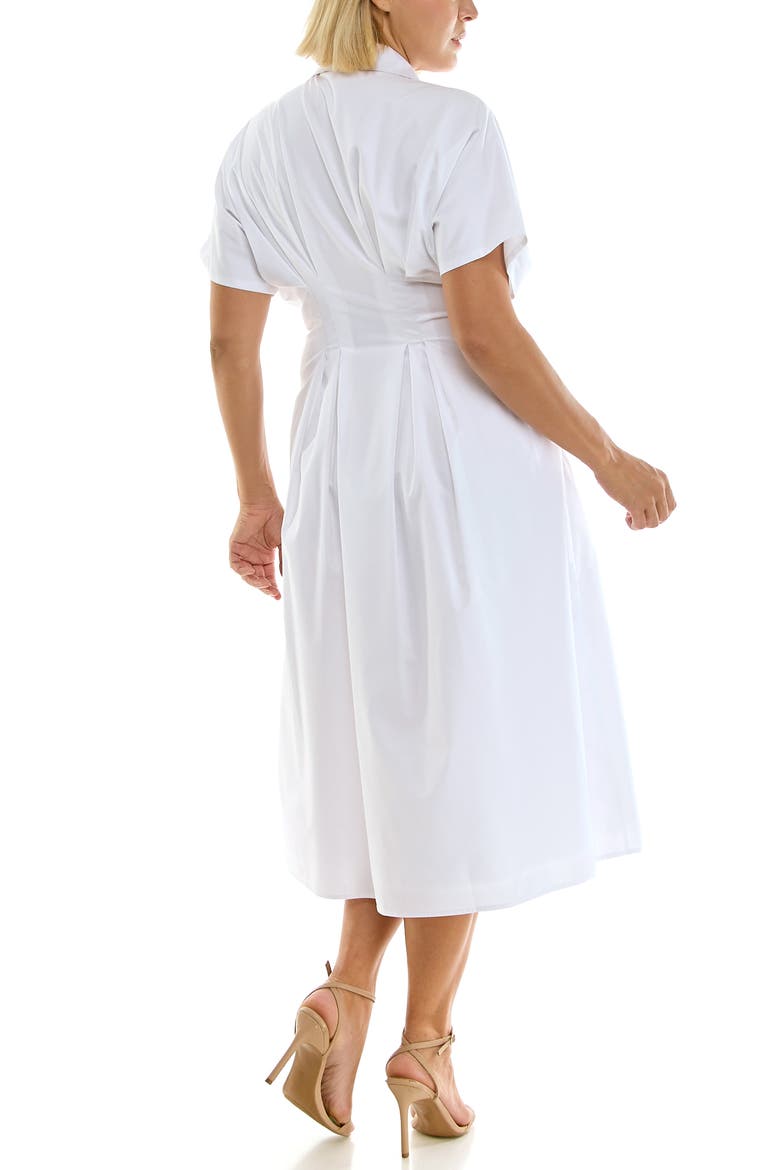 Pintuck Waist Midi Shirtdress, Alternate, color, BRILLIANT WHITE