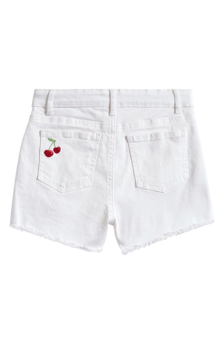 Tractr Fruit Embroidery Denim Shorts, Alternate, color, White