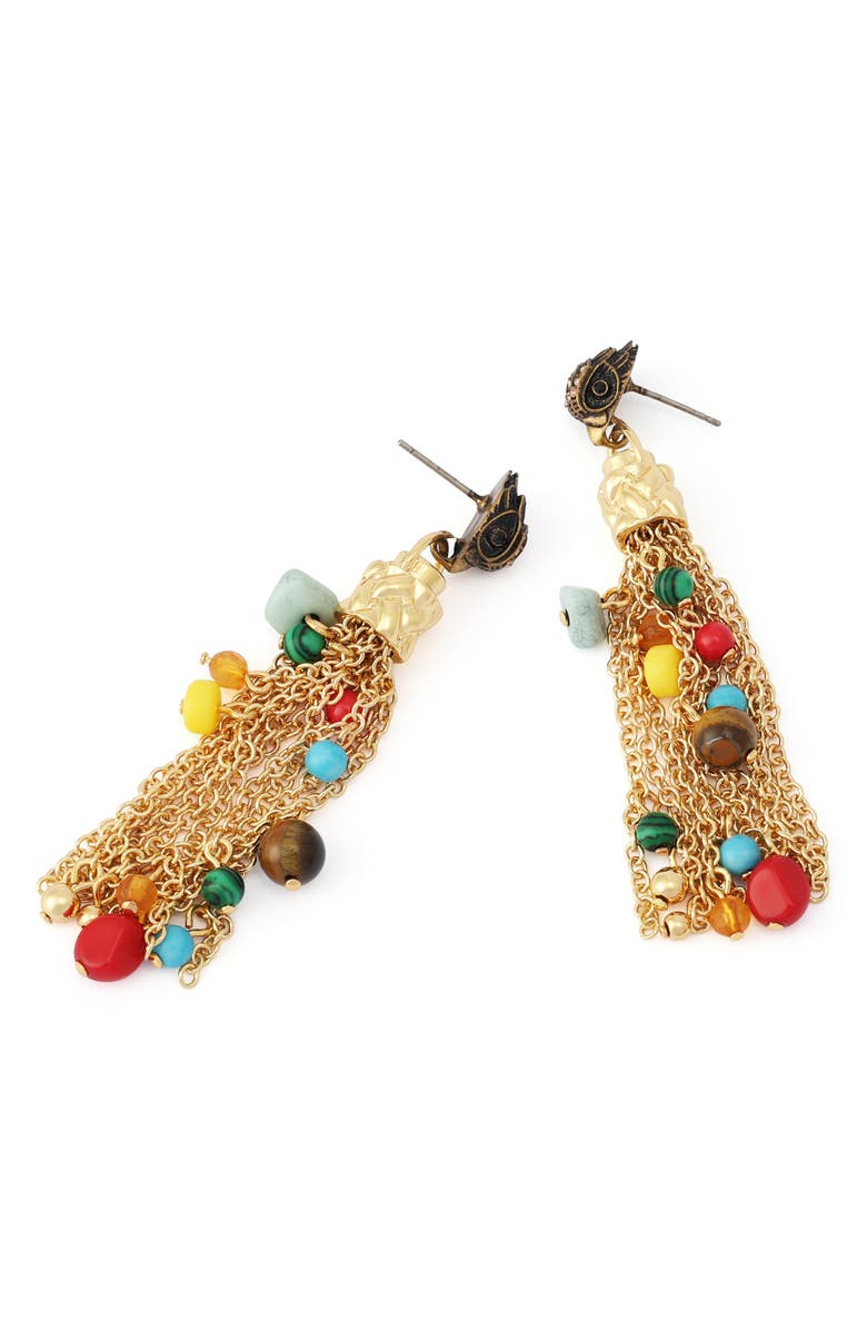 Kurt Geiger London Pavé Bead Tassel Chandelier Drop Earrings, Alternate, color, Gold/ Multi