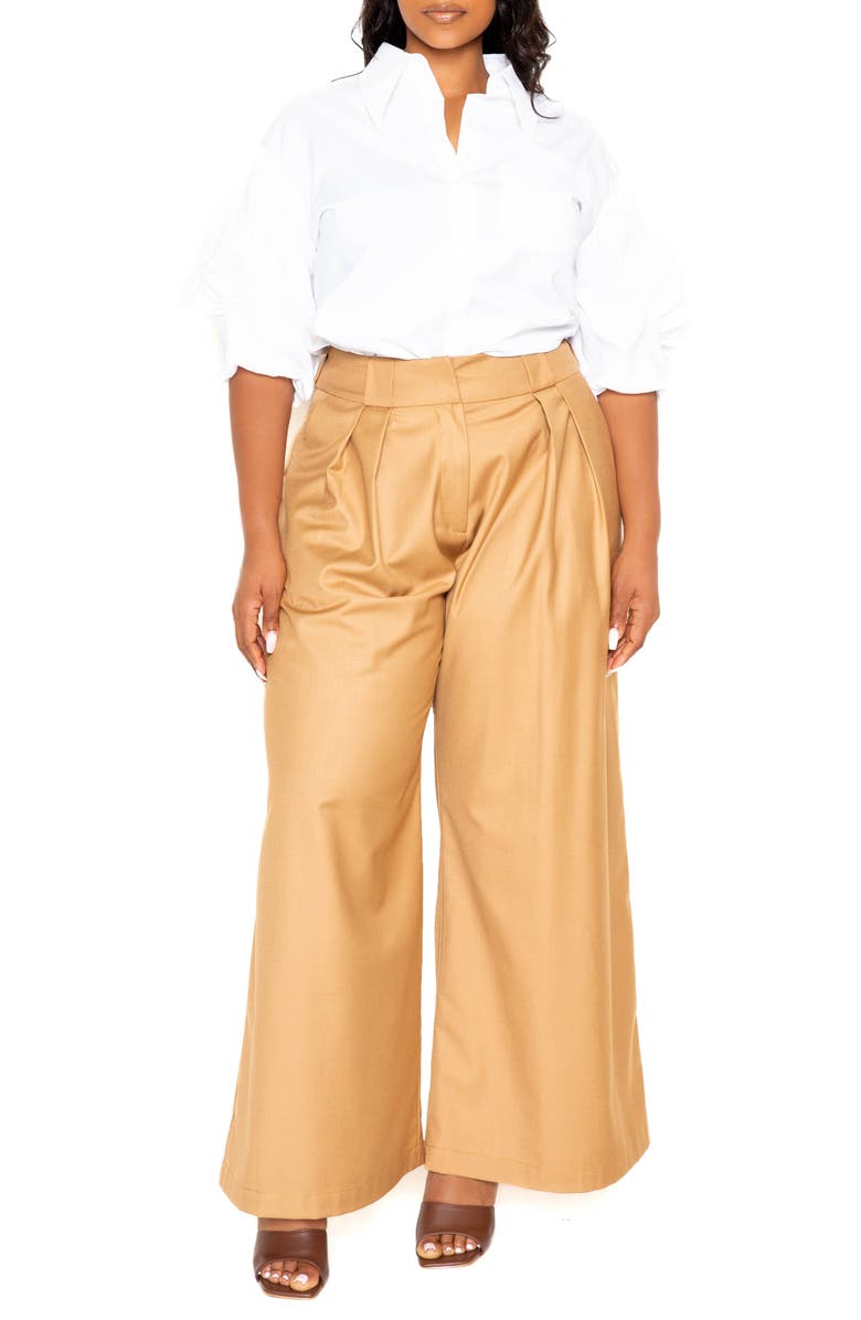 BUXOM COUTURE Puff Sleeve Cotton Blend Button-Up Shirt, Alternate, color, White