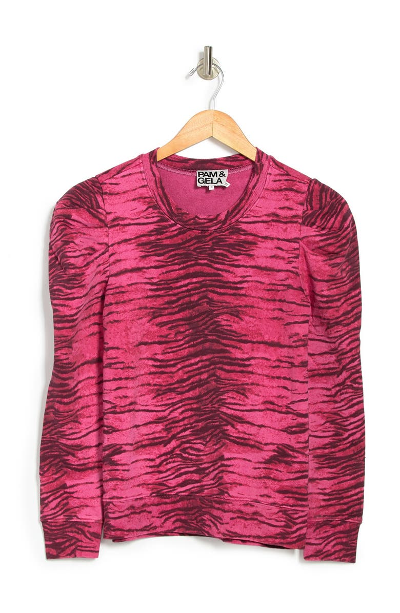 Pam & Gela Tiger Stripe Pullover Sweater, Alternate, color, 