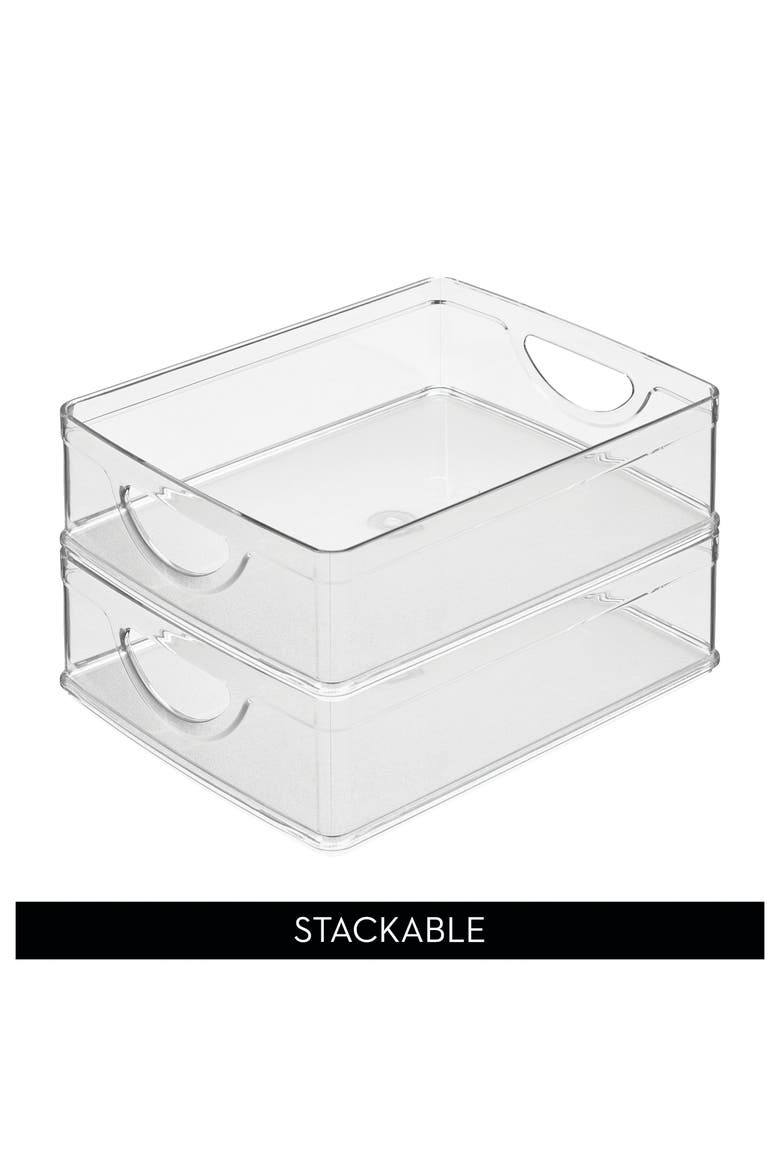 Stackable Pantry Bin with Handles - Set of 2 - Clear - Made in USA, Alternate, color, Clear
