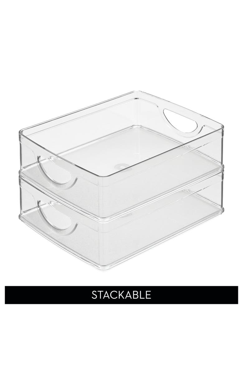 iDesign Stackable Pantry Bin with Handles - Set of 2 - Clear - Made in USA, Alternate, color, Clear