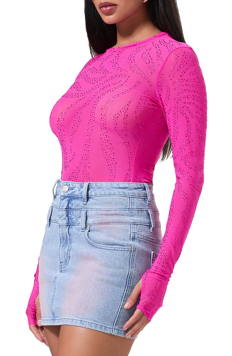 AFRM Kaylee Rhinestone Mesh Top, Main, color, 