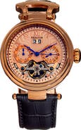 Heritor Automatic Ganzi Semi-Skeleton Leather-Band Watch