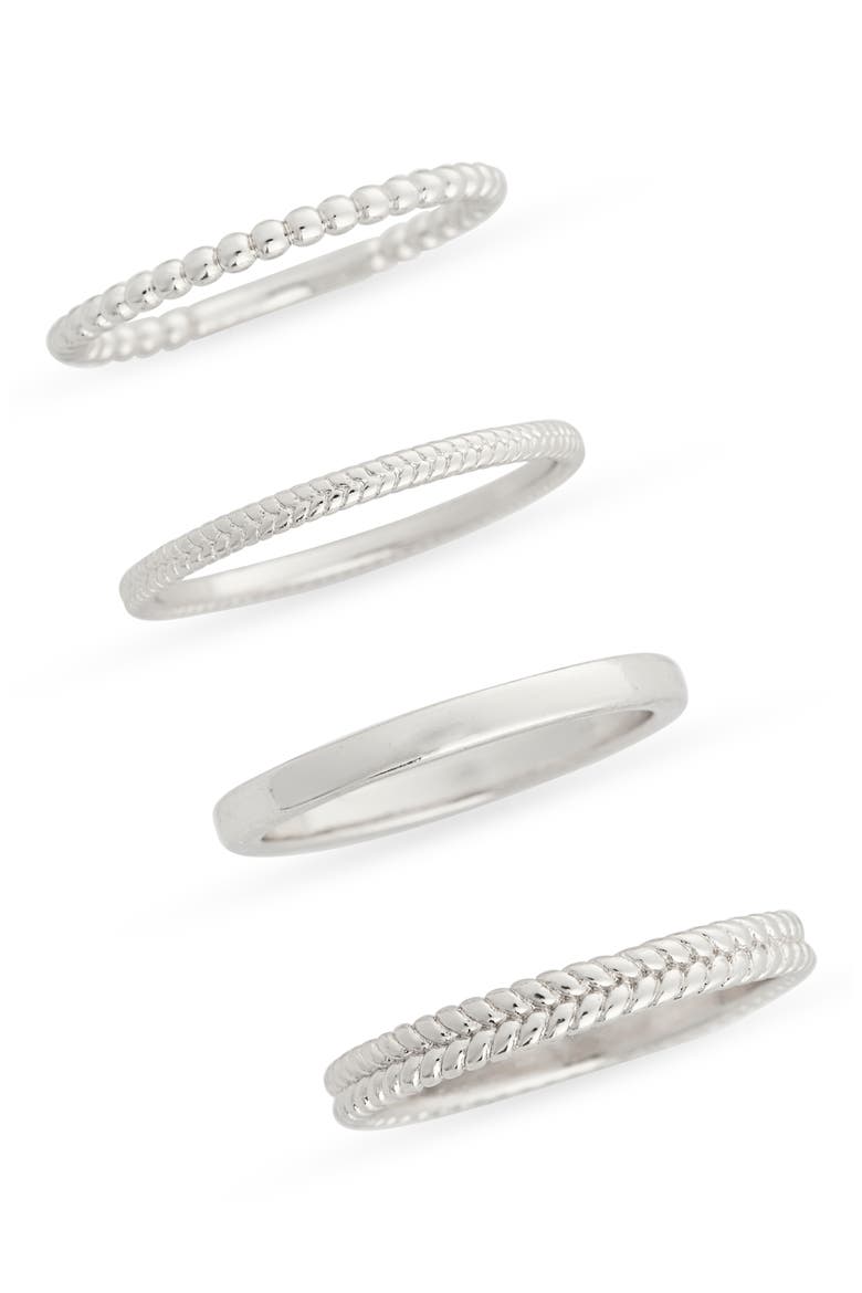 Set of Four Textured Rings, Main, color, SILVER