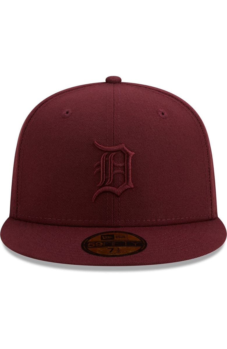 New Era Men's New Era Maroon Detroit Tigers Oxblood Tonal 59FIFTY Fitted Hat, Alternate, color,