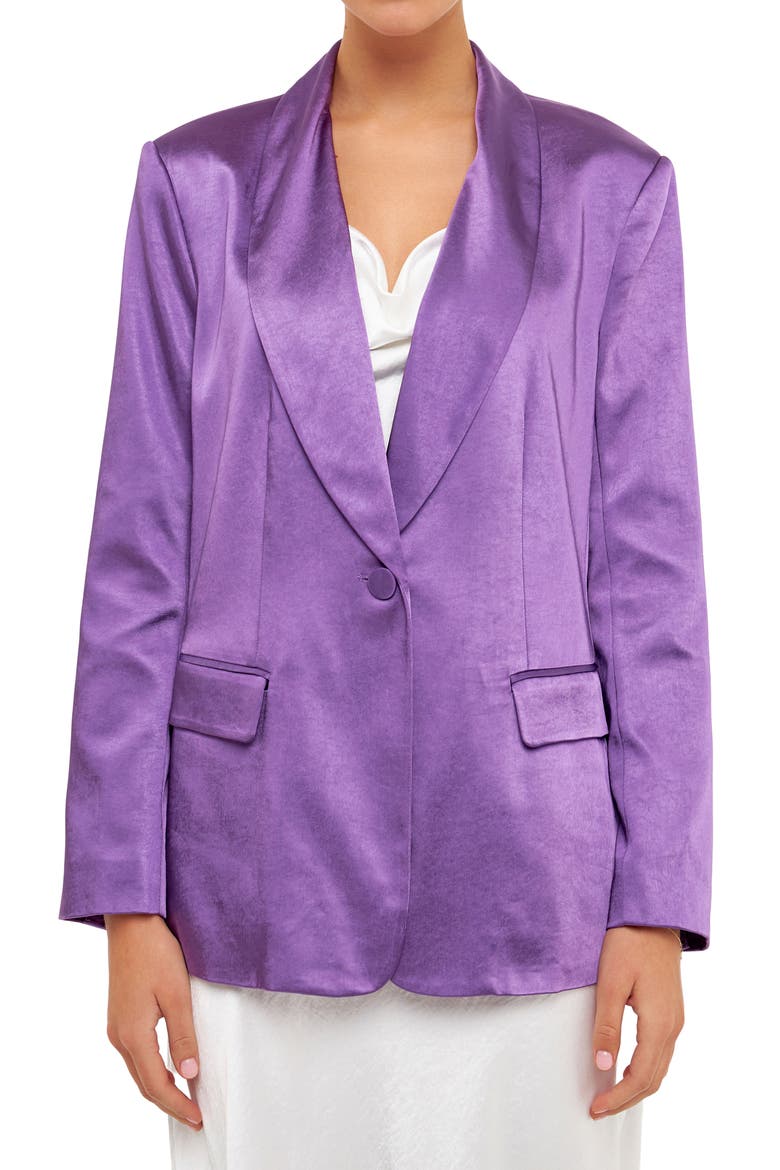 The Satin Blazer, Alternate, color, PURPLE