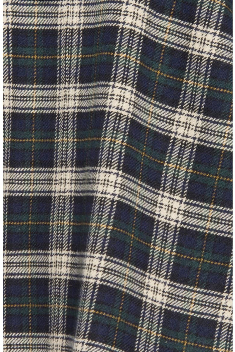 Hooded Tartan Wool Cape, Alternate, color, BLUE GREEN IVORY