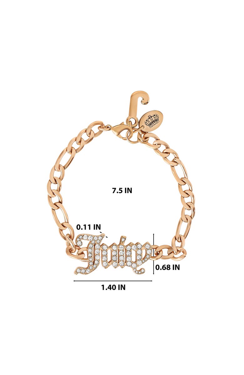 Juicy Couture Crystal Script Logo Chain Bracelet, Alternate, color, Gold