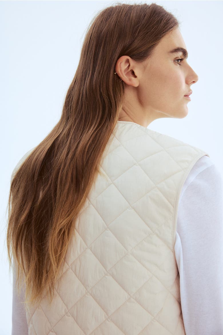Quilted Gilet, Alternate, color, Light beige