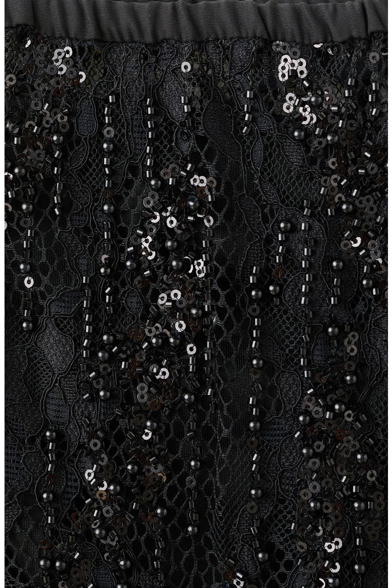 x Kaia Gerber Beaded Lace Skirt, Alternate, color, BLACK