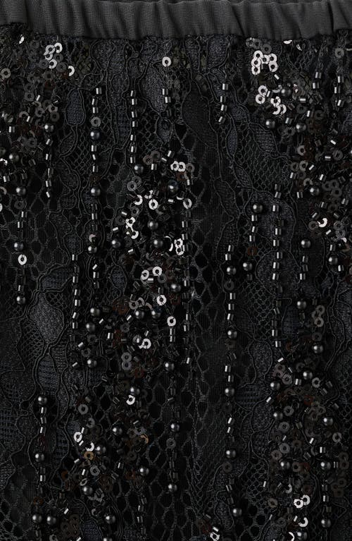 Mango X Kaia Gerber Beaded Lace Skirt In Black