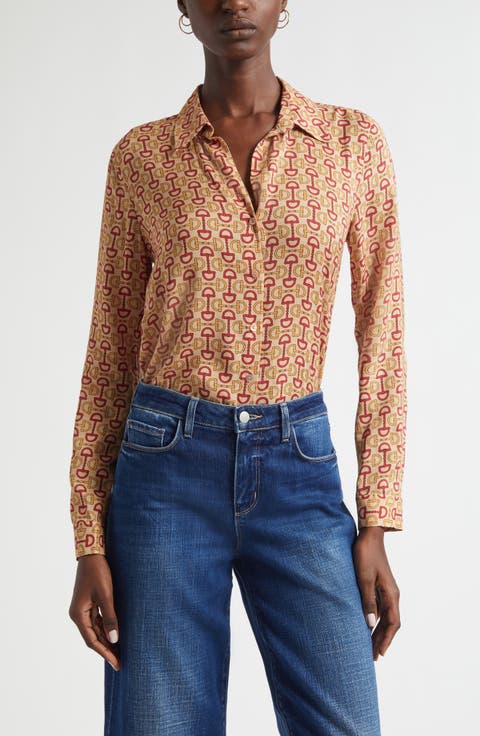 Holly Print Button-Up Shirt