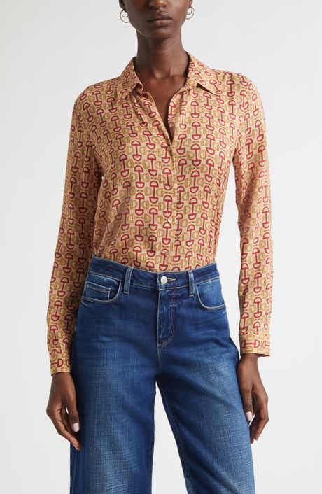 L'AGENCE Holly Print Button-Up Shirt