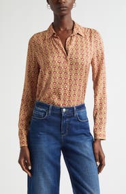 L'AGENCE Holly Print Button-Up Shirt