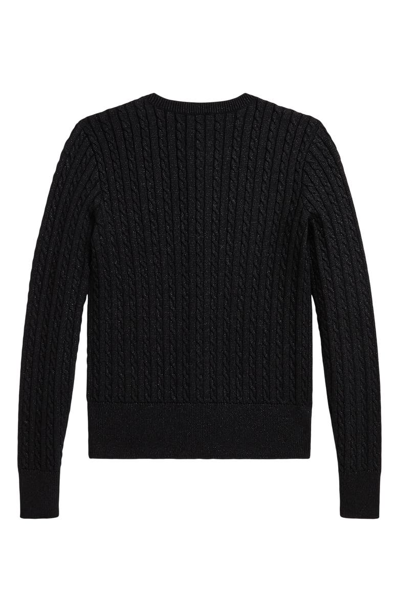 Polo Ralph Lauren Kids' Cable Metallic Cardigan, Alternate, color, Black