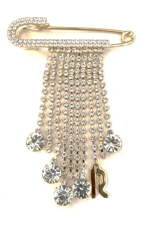 Crystal Embellished Safety Pin Bag Charm