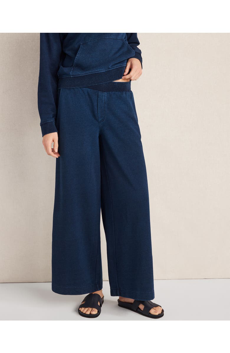 Haven Well Within Indigo Cotton Terry Wide Leg Pants, Main, color, Dark Indigo Wash