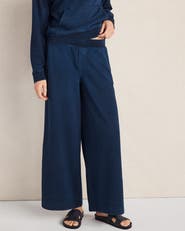 Haven Well Within Indigo Cotton Terry Wide Leg Pants