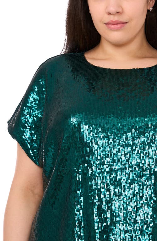 Halogenr Halogen(r) Sequin Cap Sleeve Top In Green