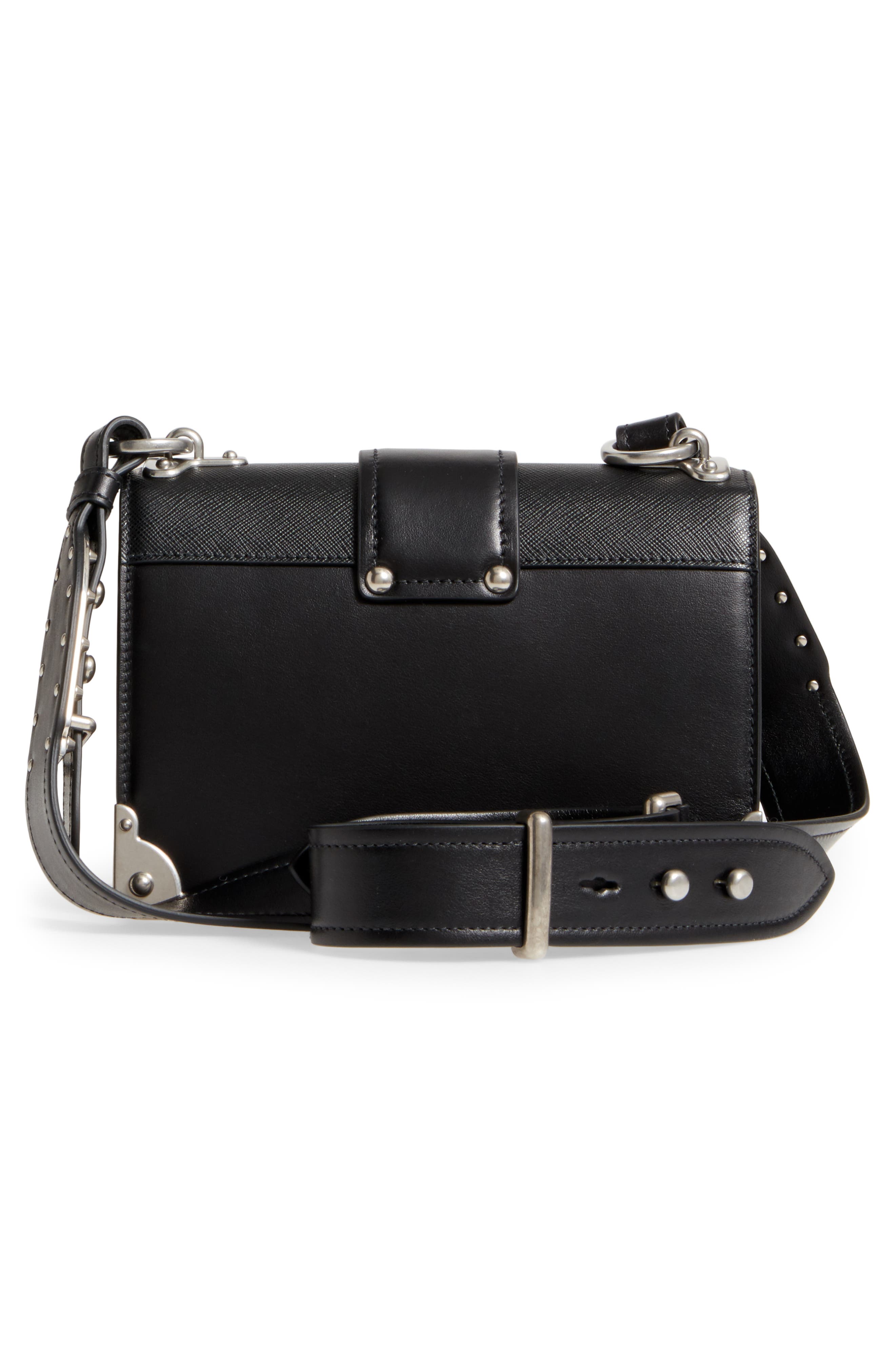 Prada Cahier City Calfskin & Saffiano Shoulder Bag, Alternate, color, 