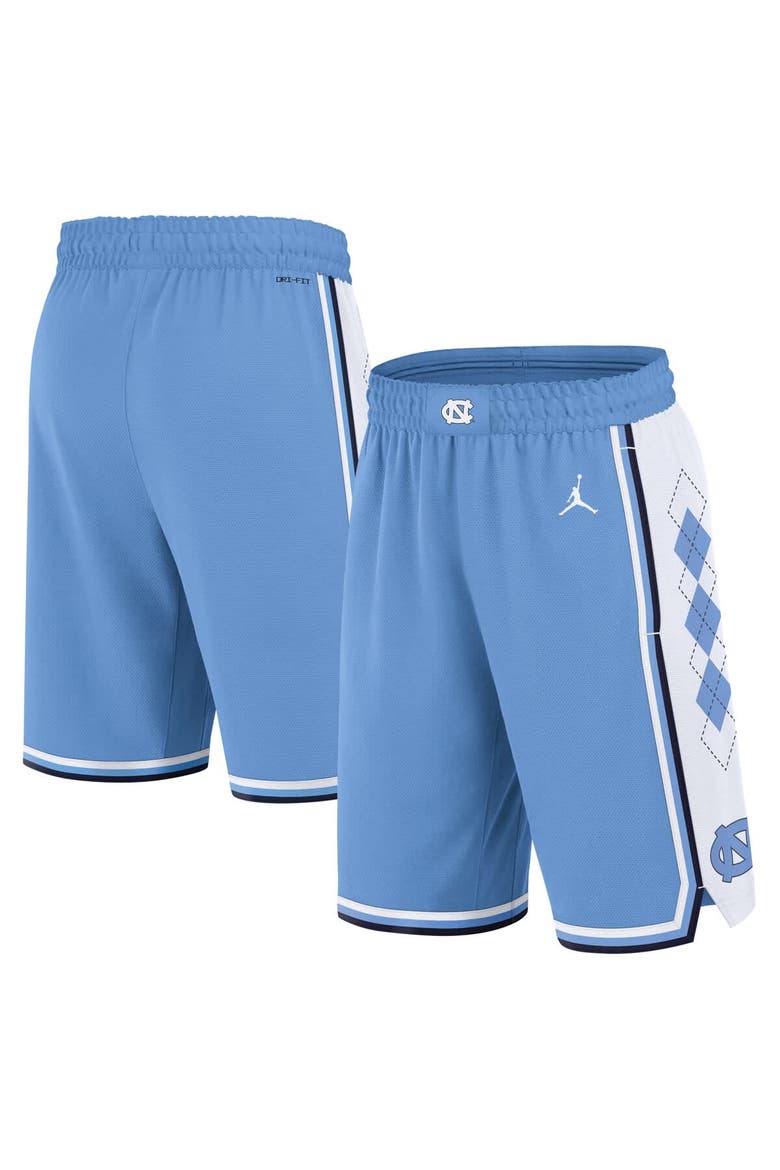 Men's Jordan Brand Carolina Blue North Carolina Tar Heels Road Replica Performance Basketball Shorts, Main, color, Light Blue