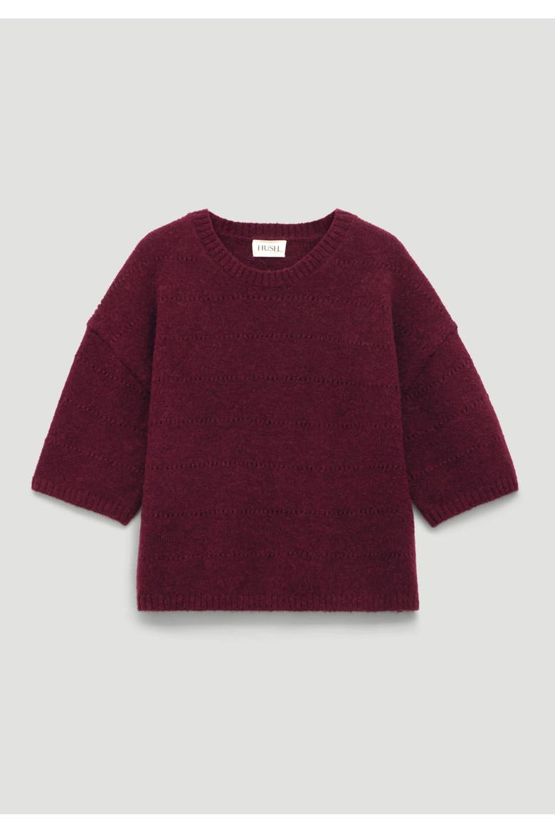 Arlette Gathered Sleeve Tee, Alternate, color, Burgundy Fig