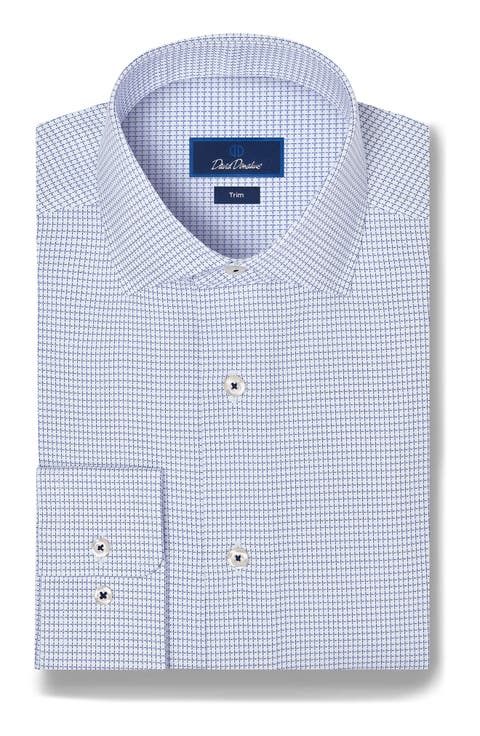 Trim Fit Micro Check Dress Shirt
