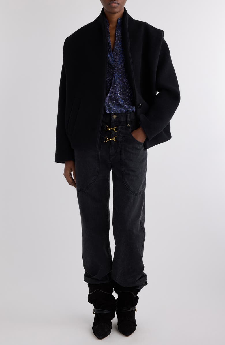 Isabel Marant Dyogo Wool Blend Felt Jacket, Alternate, color, Black