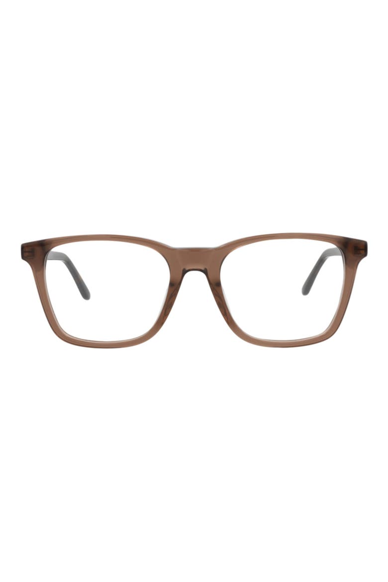 52mm Square Optical Glasses, Main, color, BROWN SILVER TRANSPARENT
