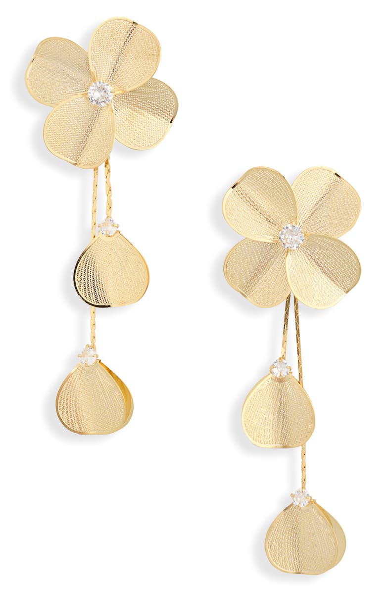 EYE CANDY LOS ANGELES Felicity Floral Statement Earrings, Main, color, Gold