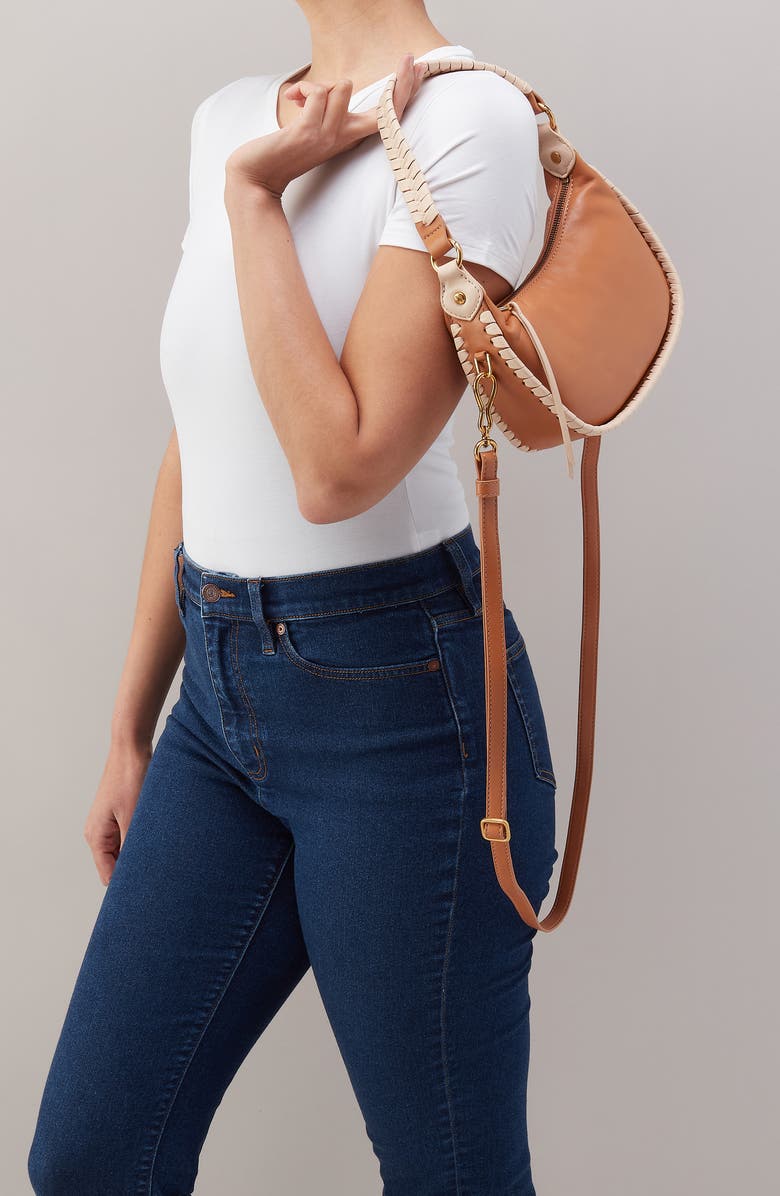 HOBO Small Mia Leather Crescent Hobo, Alternate, color, Warm Cashew