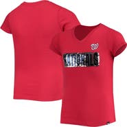 New Era Girls Youth New Era Red Washington Nationals Flip Sequin Team T-Shirt