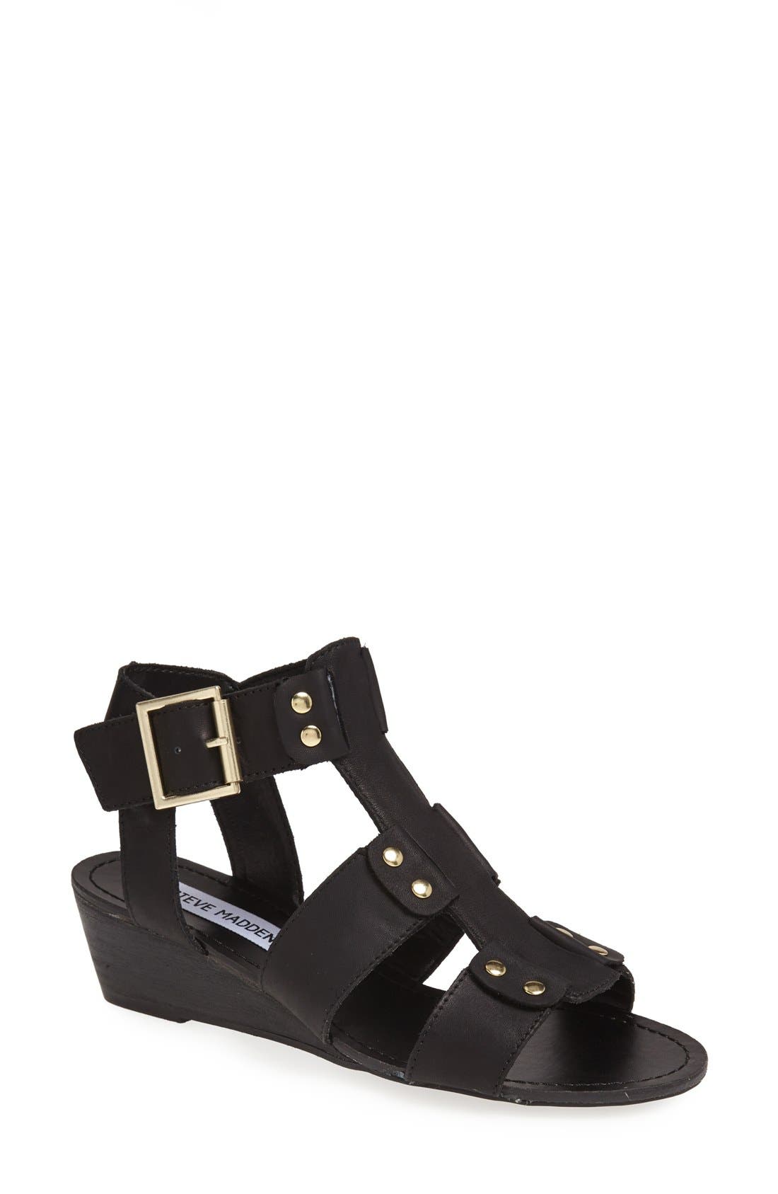 'Neviss' Sandal, Main, color, BLACK LEATHER
