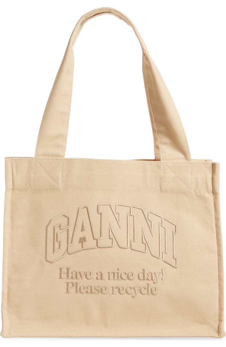 Ganni Large Easy Recycled Polyester Shopper Bag, Main, color,