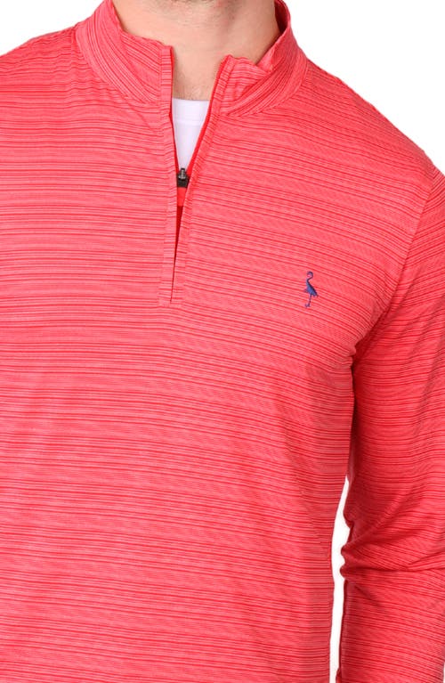 Shop Tailorbyrd Stripe Quarter Zip Performance Polo In Cherry Red
