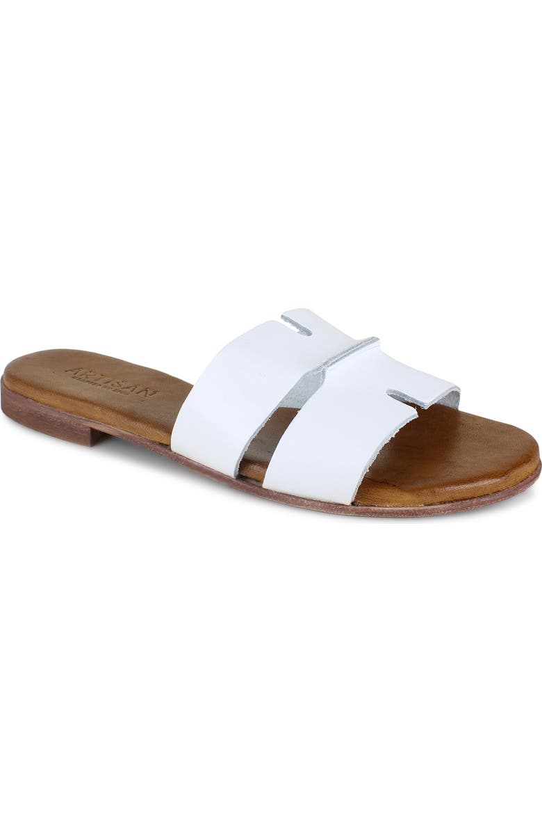 Artisan Crafted By Zigi Allony Leather Flat, Main, color, White Leather
