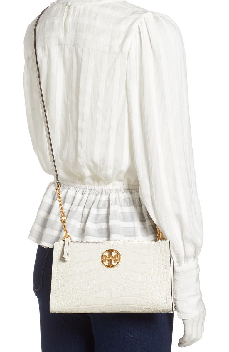 Tory Burch Carson Croc Embossed Leather Crossbody Bag, Alternate, color,