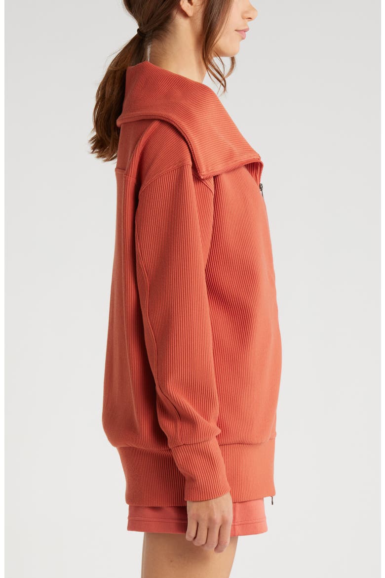 Ottoman Rib Zip Jacket, Alternate, color, RUST REDWOOD