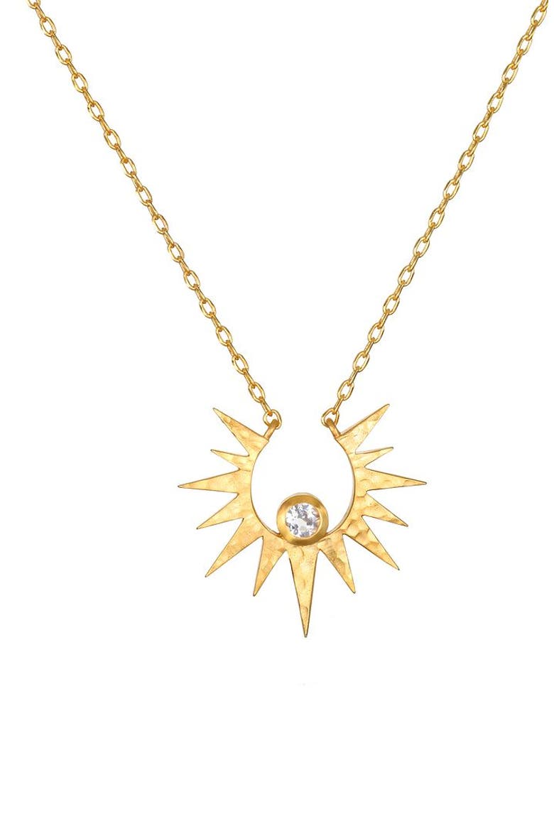 Unveiling Dreams White Topaz Starburst Necklace, Main, color, Gold