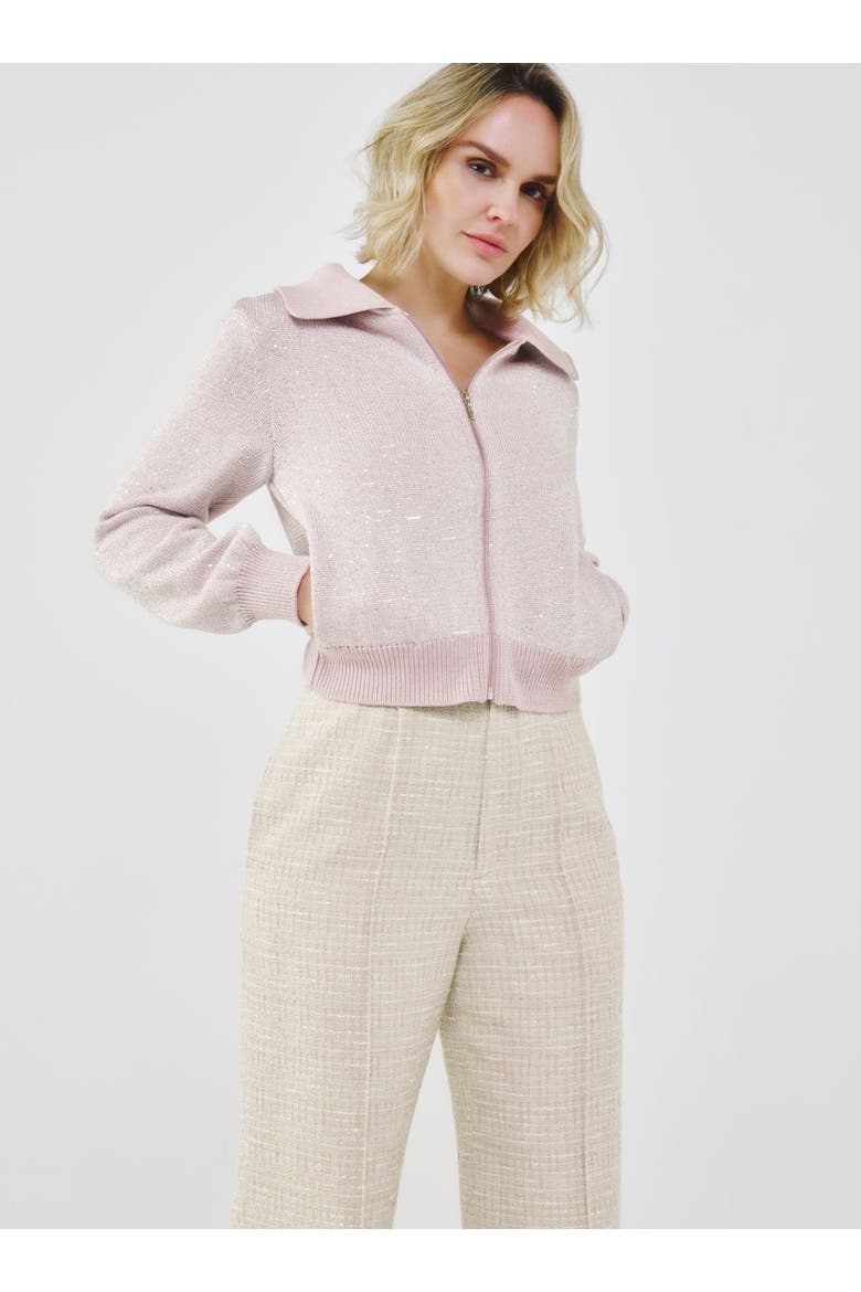 Sequin-Kissed Cotton Cardigan, Alternate, color, Dusty Pink