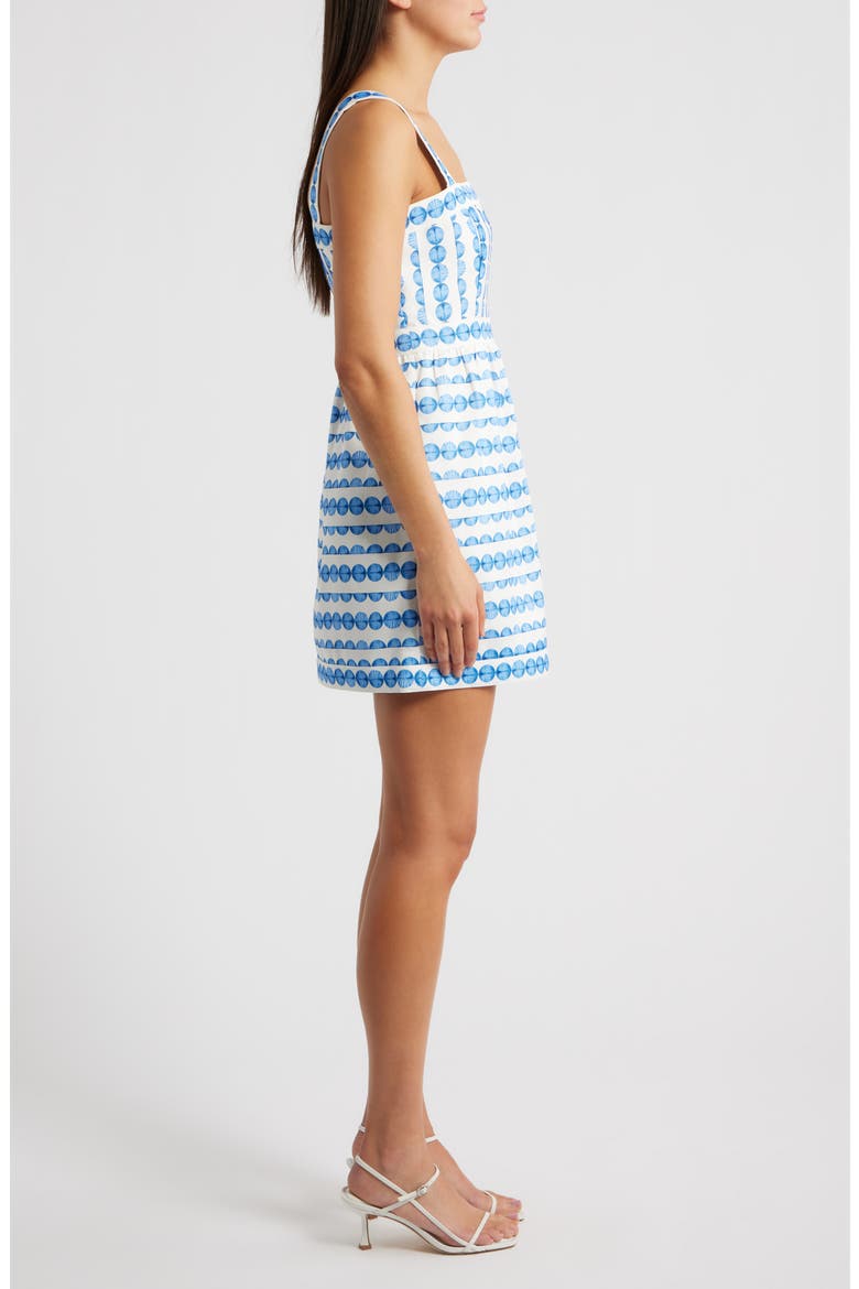 Dot Print Structured Taffeta Minidress, Alternate, color, TRUE BLUE