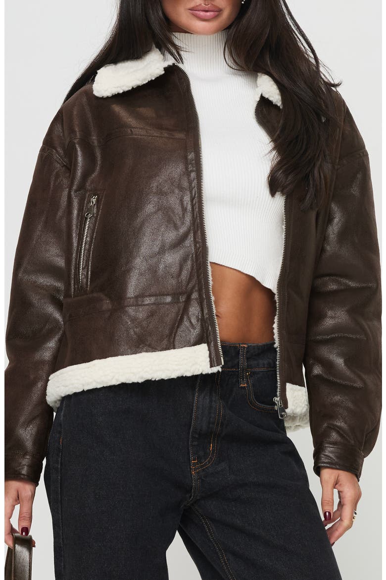 Solara Faux Shearling Jacket, Alternate, color, BROWN